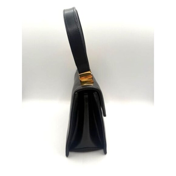 Vintage Koret Black Leather Minimalist Adjustable Strap Handbag w/ Coin Purse - Picture 2 of 14